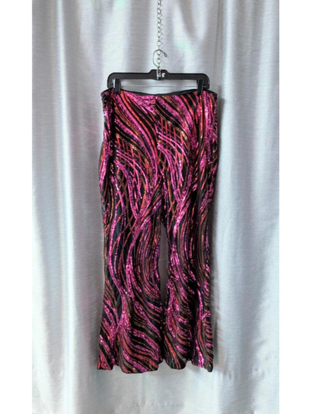 Pink Sequin Flared Pants 1X XL